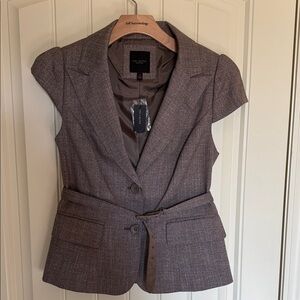 The Limited Gray Cap Sleeve Blazer with Belt